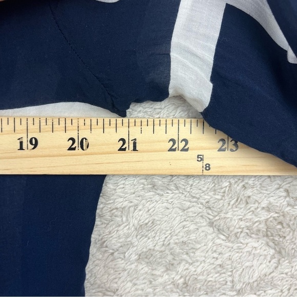 CYNTHIA ROWLEY Nautical Sheer Blouse Popover Navy Blue Window Pane Print Medium - Picture 15 of 16